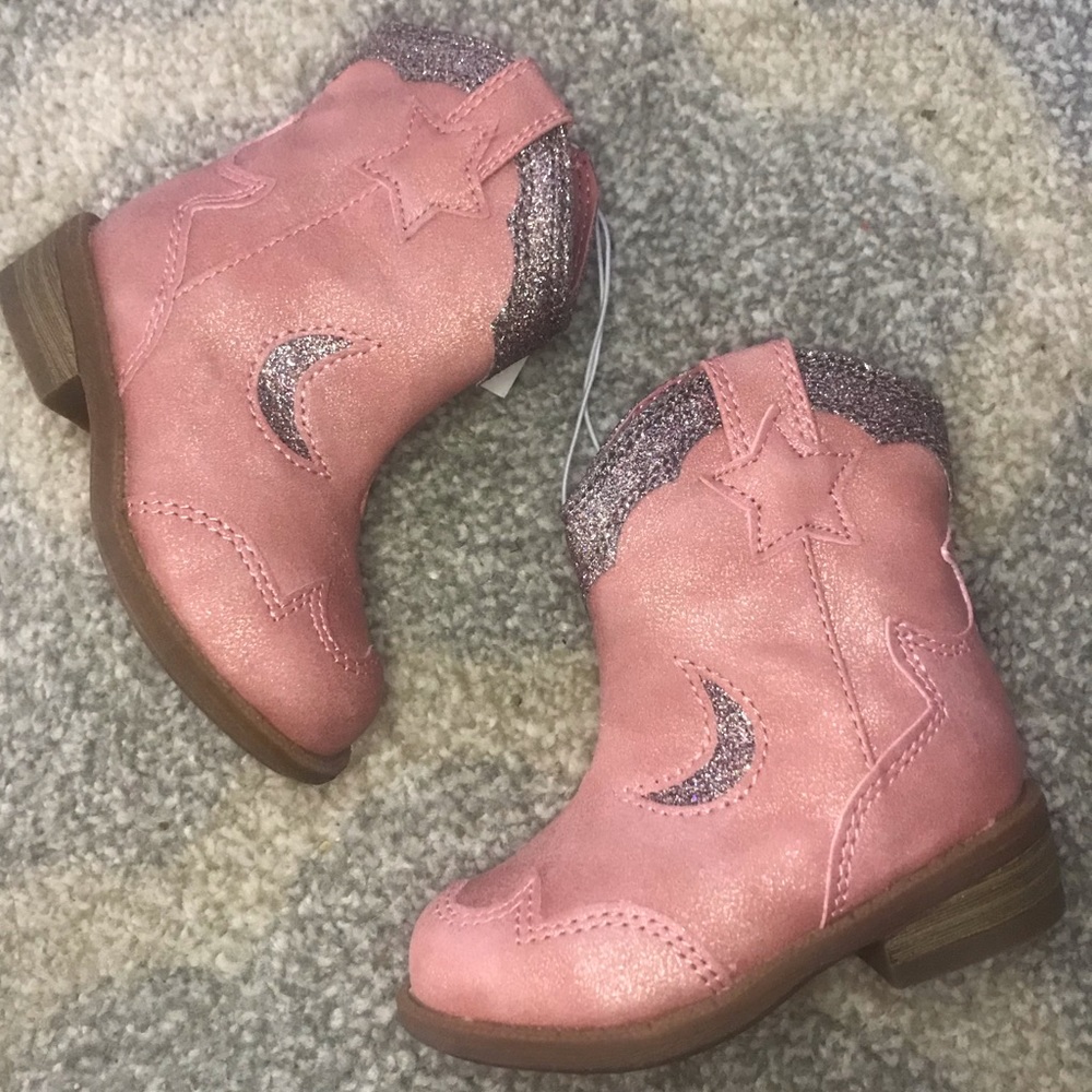 🛍Pink star and moon sparkle cowgirl boots NWT sz4